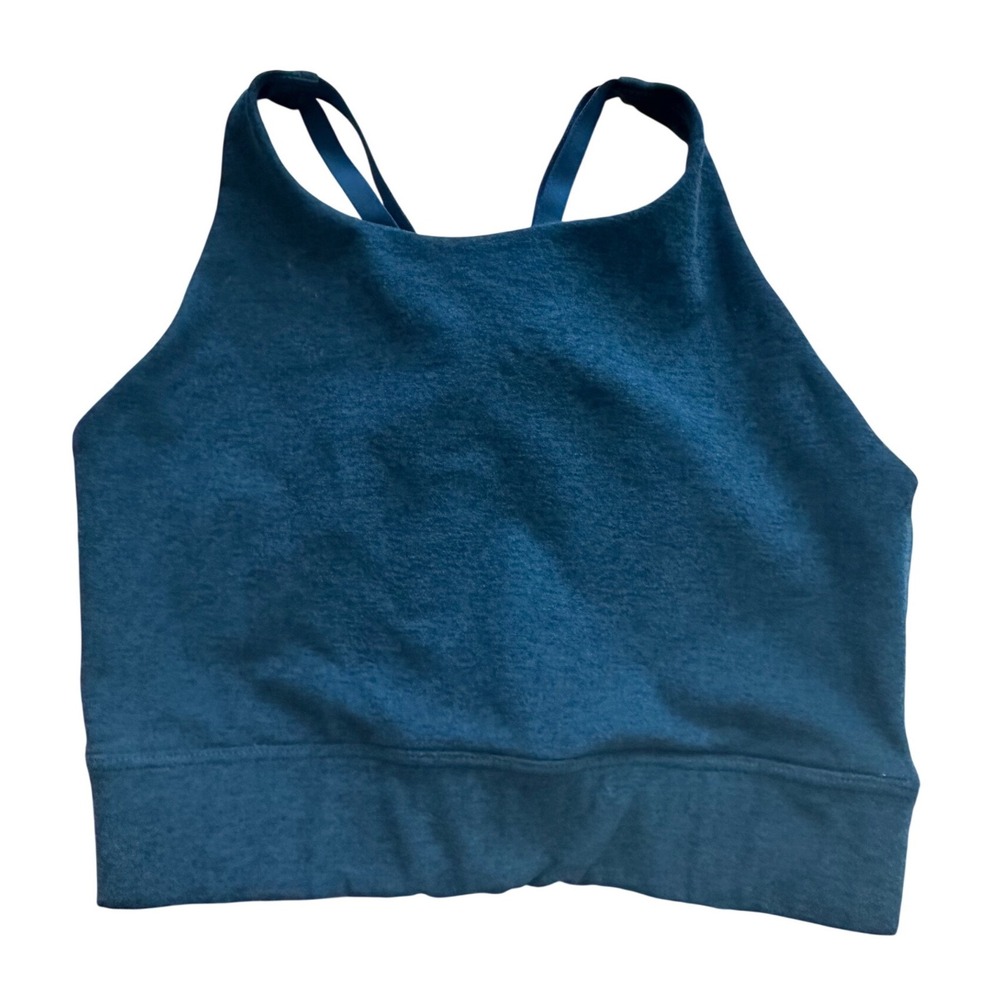 Beyond Yoga Spacedye Enlighten Longline Sports Bra Teal Blue size Small